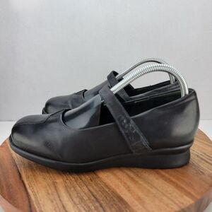 Kumfs Womens Size 8 WIDE Black Leather Mary Jane Comfort Flat Shoes
